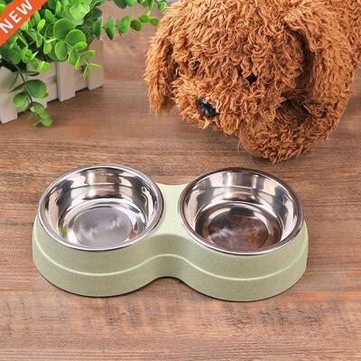 Stainless Steel Double Pet Bowls Food Water Feeder for Dog P