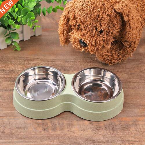 Stainless Steel Double Pet Bowls Food Water Feeder for Dog P