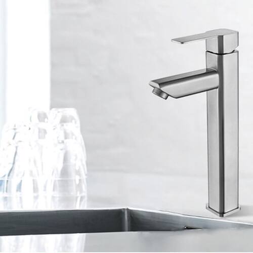 Satin Nickel Cold / Hot Mixer Sink and Basin Faucet Bathroom