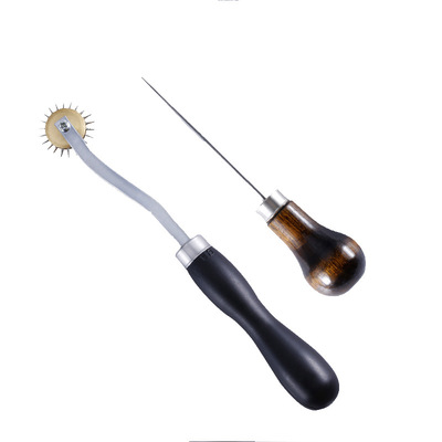 2PCS/Set Wooden Handle Awls Scribing  Leather Sewing Awl