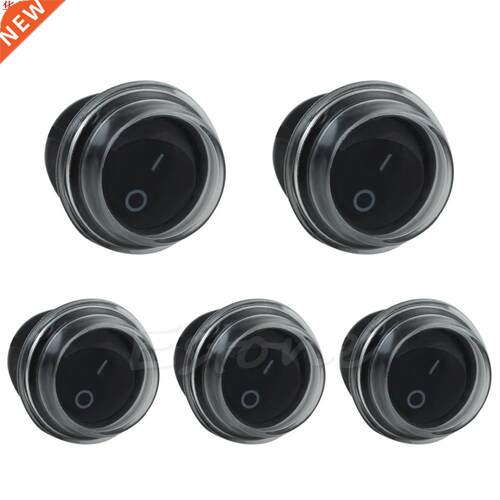 5pcs Round 2 Pin SPST ON-OFF Rocker Boat Switch 12V Snap +Wa