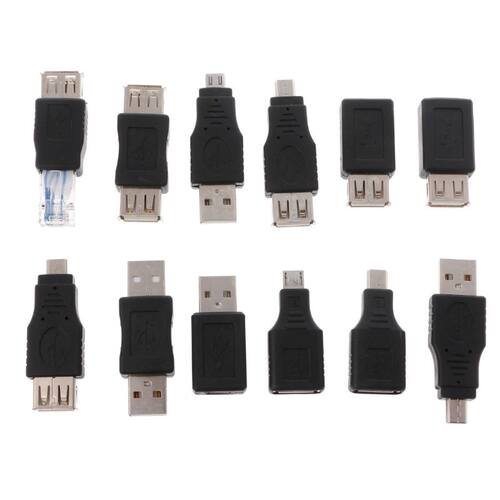 12Pcs/Set OTG USB 2.0 A Male To Female Micro B Mini B Chang