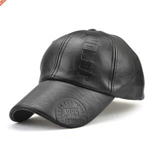 Men Vintage Adjustable Baseball Cap PU Leather snapback Hat