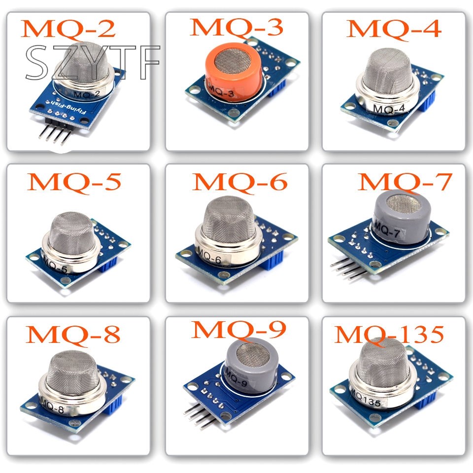 10pcs MQ-2 MQ-3 MQ-4 MQ-5 MQ-6 MQ-7 MQ-8 MQ-9 MQ-135 Detecti
