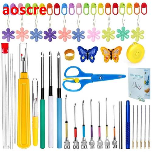 59 PCS Stitching Punch Needle Punch Needle Embroidery Kit wi