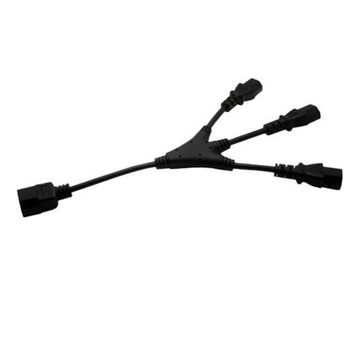 IEC C14 to 3 x C13 Y Splitter Cord, 10A, 250V , IEC male to