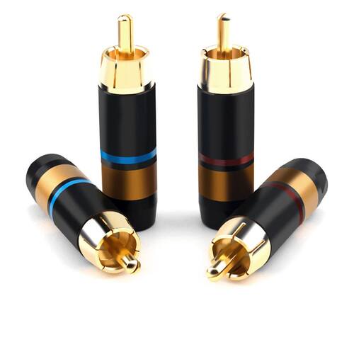 4Pcs Gold Plated Pure Copper RCA Plug Connector HiFi Audio A