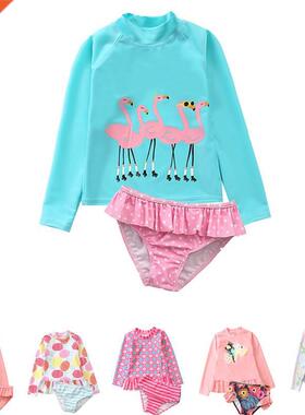 Flamingo Swimsuit Set 2022 Girls' 2-Piece Sun Protection