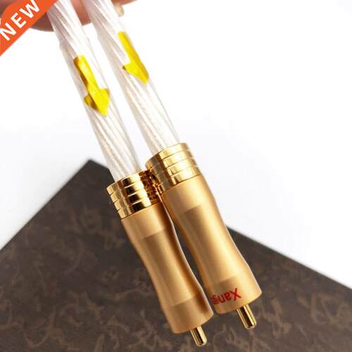 Pair Gold Plated RCA Cable Silver 5NOCC HiFi Audio Interconn