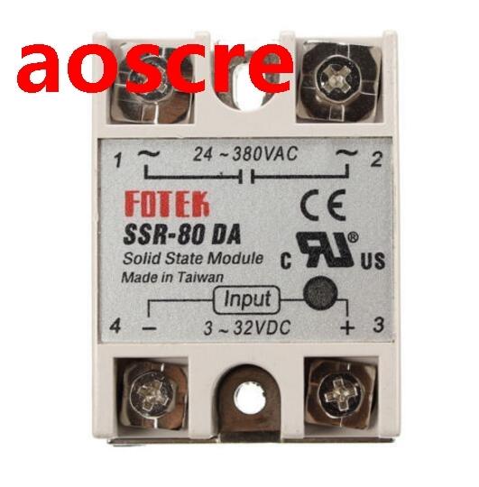 24V-380V 80A 250V SSR-80DA Solid State Relay Module 3-32V DC