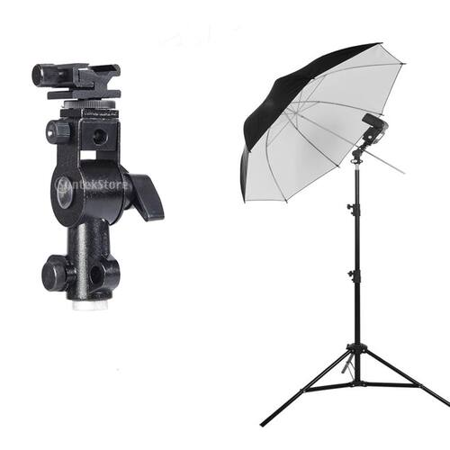 D-type Flash Shoe Mount Umbrella Holder with 1/4'' 3