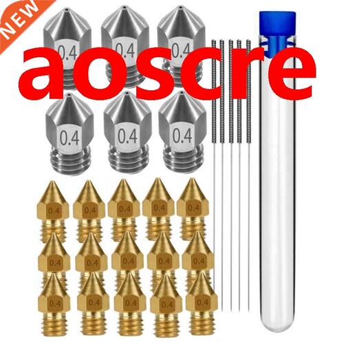 26PCS MK8 Nozzle 3D Printer Extruder Nozzles Hardened Steel,