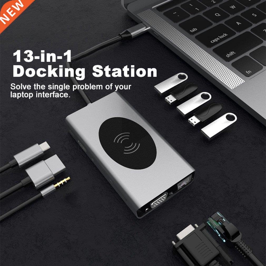TC13W 13 in 1 Docking Station Multi USB Type C Wireless Char