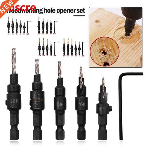 4/5pcs set HSS Woodworking Countersink Drill Bit Set 1/4 He