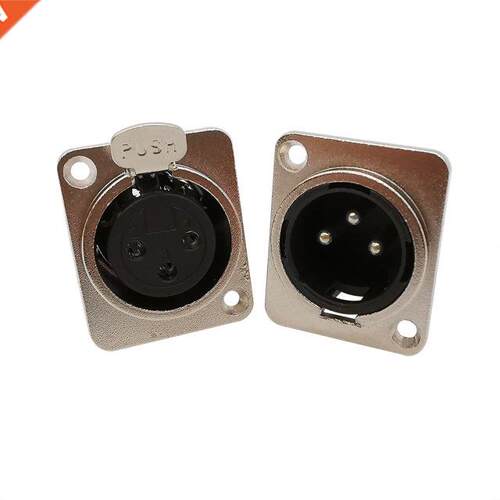 10Pcs Metal XLR 3 Pin Male Fale Jack Socket Connector Pane