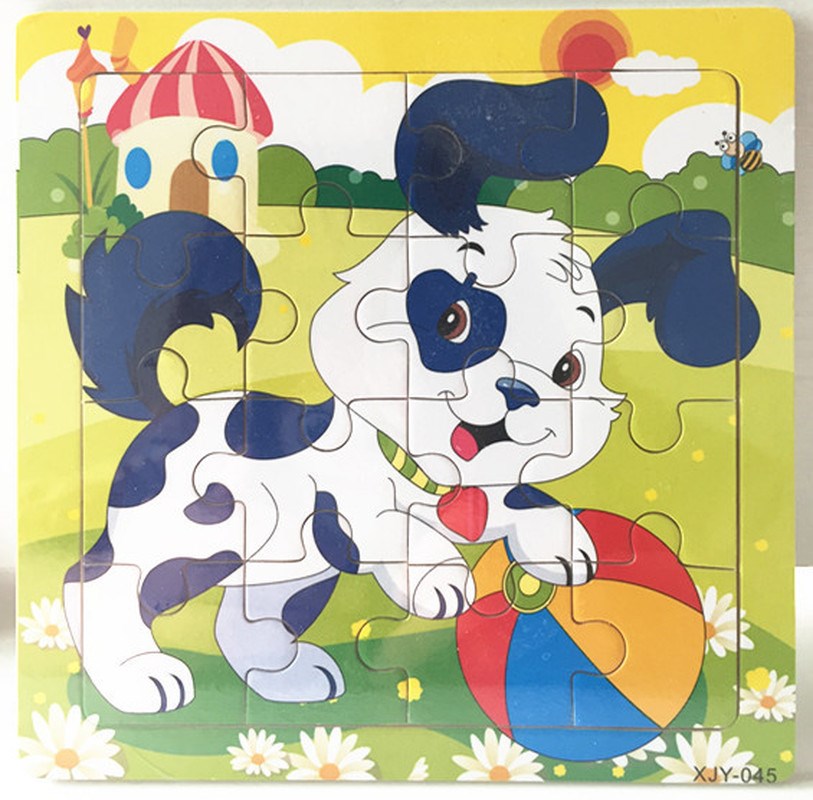 16Pcs/lot 3D Puzzle Jigsaw Wooden Toys Baby Kids Cartoon Ani
