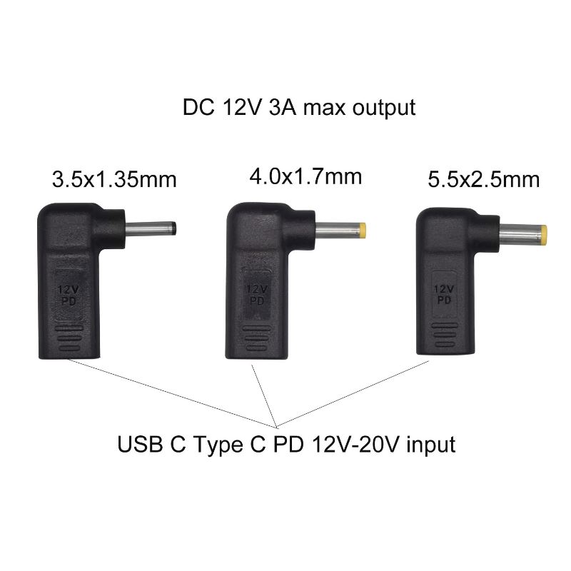 Useful USB C/Type-C PD to 12V.5x1.5mm/4.0x1.7mm/5.5x2.5mm