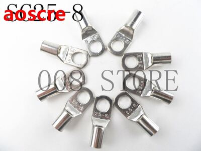 50pcs/Lot SC25-8 25mm2 8mm Bolt Hole Tinned Copper Cable lug