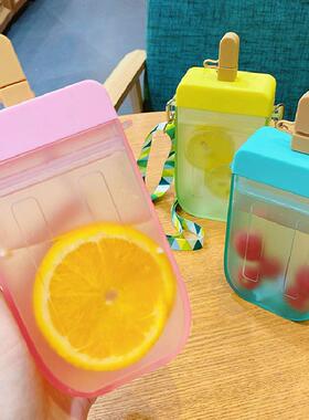 Cute Straw Cup Popsicle Water Bottle Outdoor Juice Drinking