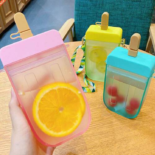 Cute Straw Cup Popsicle Water Bottle Outdoor Juice Drinking