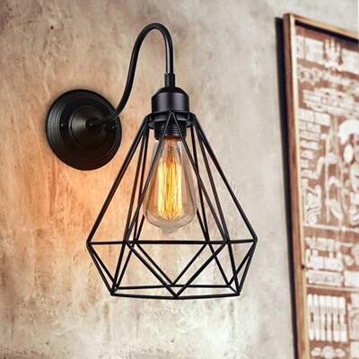 E27 Nordic Retro Iron Birdcage Wall Lamp Metal Wire Cage Pen
