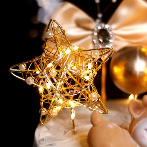 1pc 3D Iron Artwork Cake Flag Iron Pearl Love Star Moon Happ