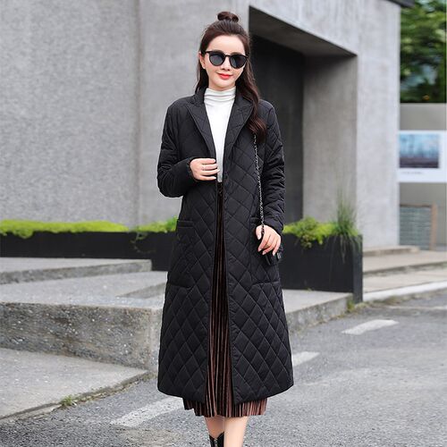 2021 new Woman Jacket Parkas Belted space cotton diamond pla