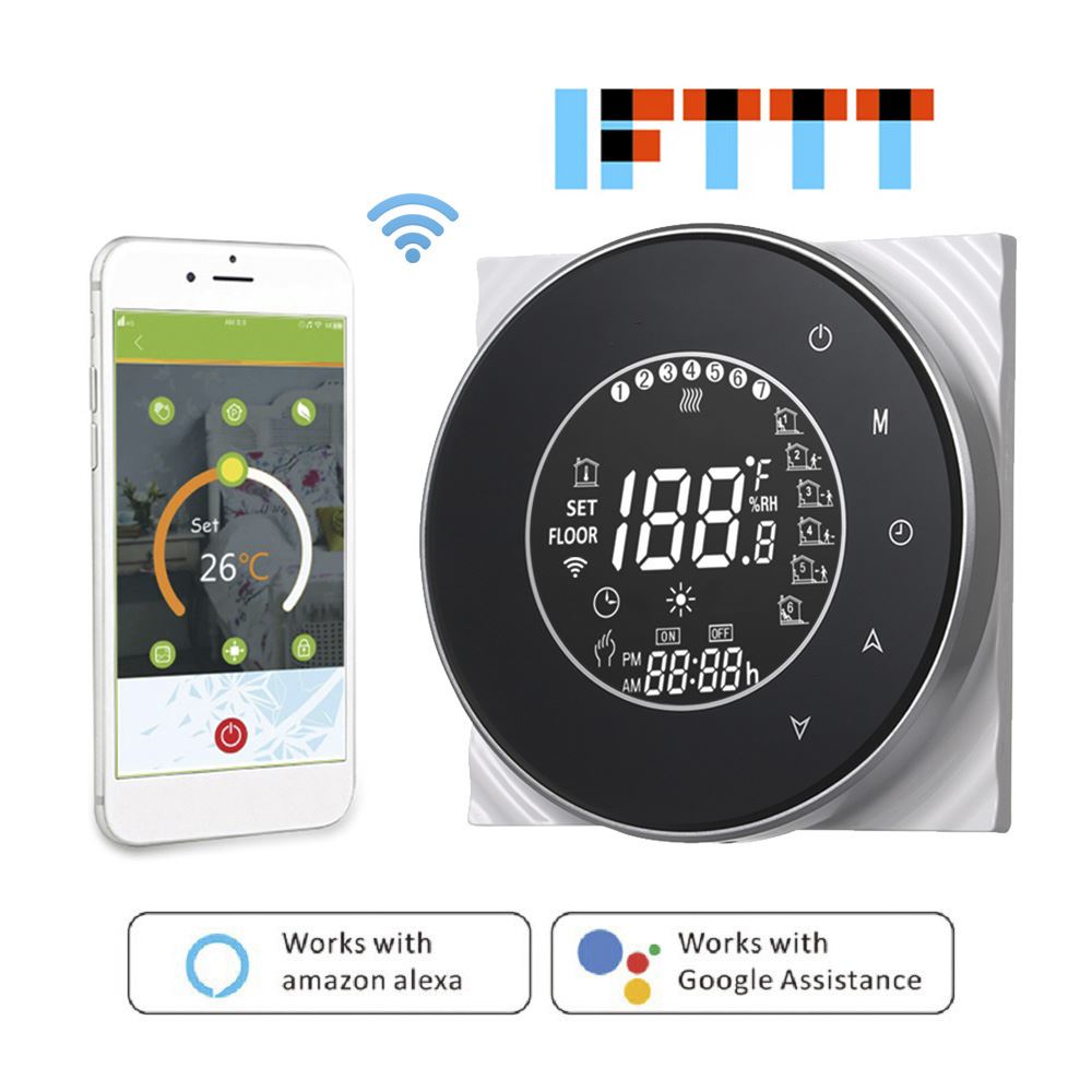 Smart Electric Heating Thermostat with Touchscreen LCD Displ