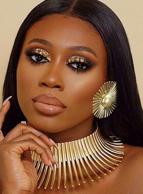 Africa Necklaces Jewelry Set Gold Color Metal Big Exaggerate