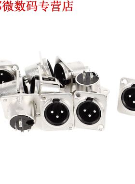 10 x XLR Male Chassis Panel Mount Socket 3 Pin Audio Studio