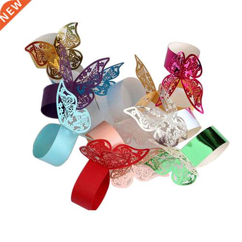 25Pcs Butterfly Laser Cut Paper Napkin Ring D Stereo Butter