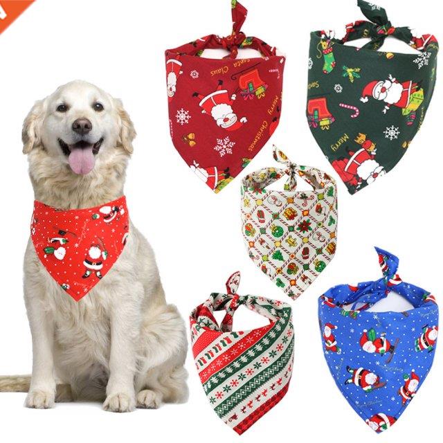 2021 New Christmas Dog Bandanas Large Pet Scarf Pet Bandana