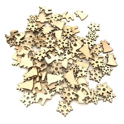 500Pcs Christmas Decoration Wooden Snowflake Christmas Tree