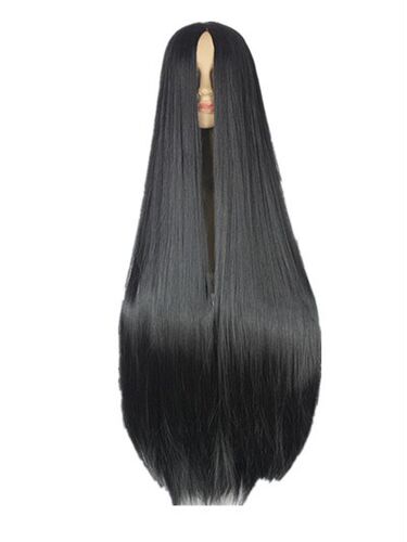 Fei-Show Black Wig 100CM/40 Inches Synthetic Heat Resistant