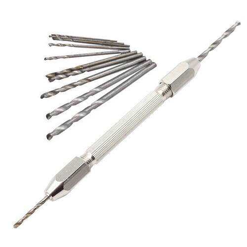 Double Heed Copper Handle Twist Drill With 10Pcs HSS White