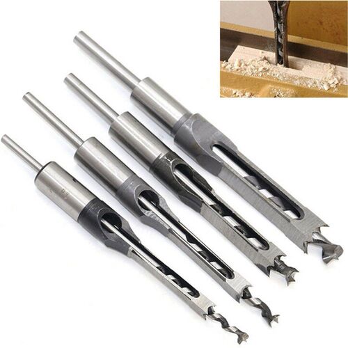 4Pcs Square Hole Drill Bits Wood Mortising Chisel Set Mortis