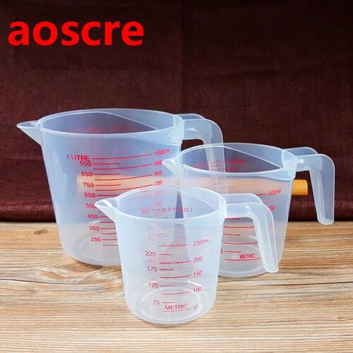 Double scale transparent plastic measuring cup kitchen weigh
