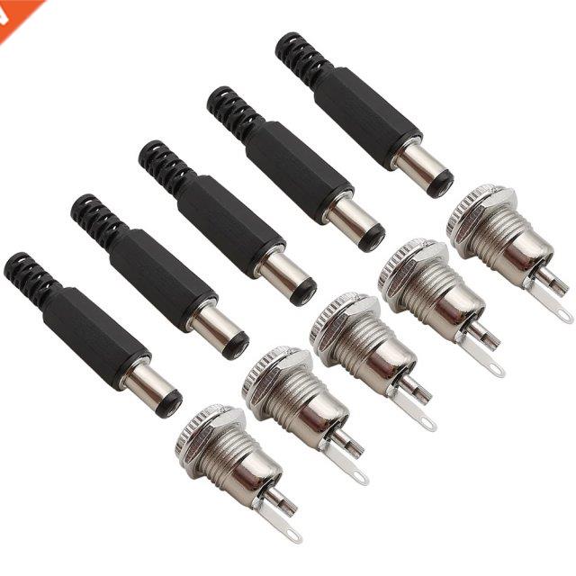 5Pair(10Pcs) 5.5 x 2.1mm DC Male Power Plugs + Metal DC099 F