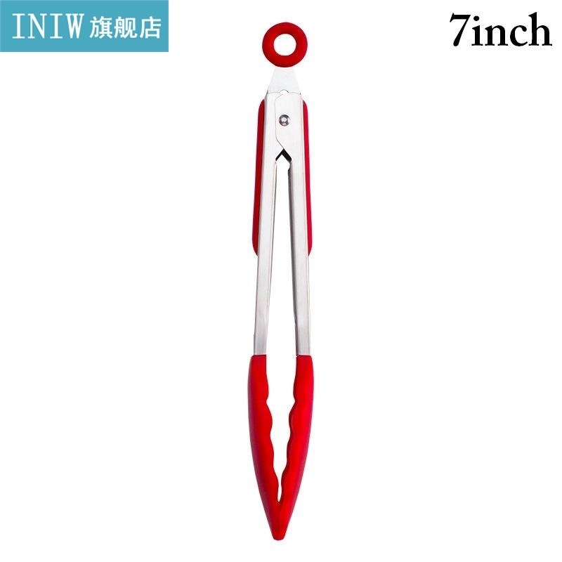 1pc Kitchen Food Tongs Heat-Resistant Silicone Barbe