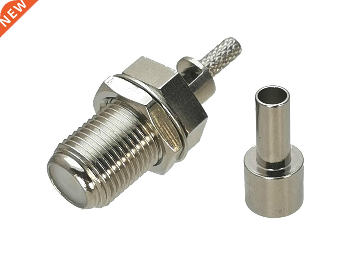 10pcs Connector F TV Jack Female Bulkhead Nut Crimp For RG17