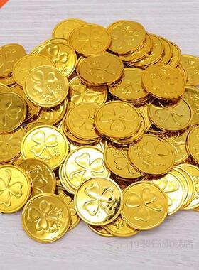 100pcs St Patricks Day Coins Lucky Green Shamrock Coins Fan