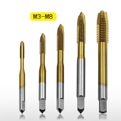 1Pcs/5Pcs Titanium Coated Thread Tap Drill Metric Hss Spiral