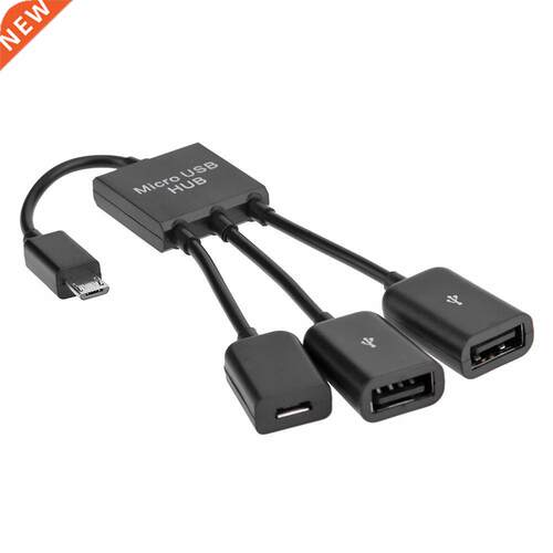 Black Mini 3 in 1 Micro USB Power Charging Host OTG Hub Cab