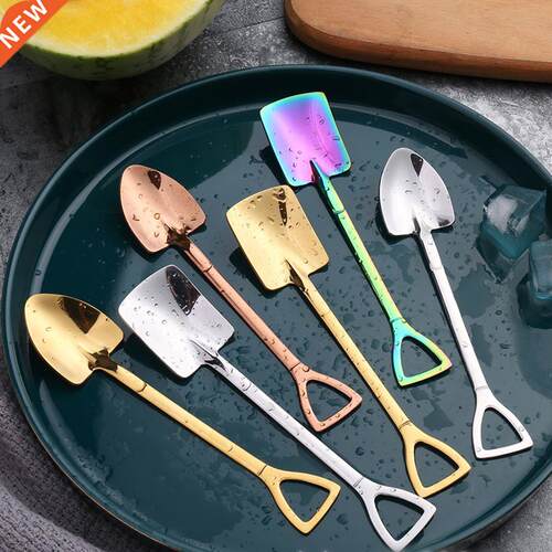 2Pcs Coffee Spoon Cutlery Set Retro Iron Shovel Ice Cream Sp