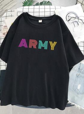 Tops Korean dynamite fans T-shirt Cartoon letter Tshirts Har