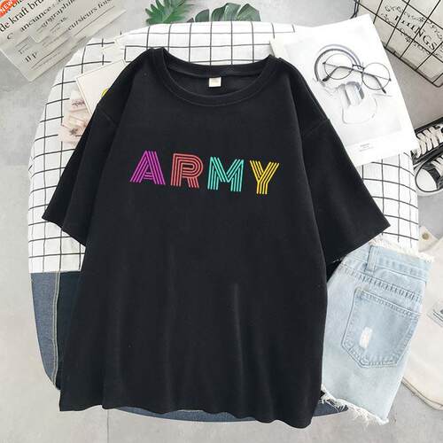 Tops Korean dynamite fans T-shirt Cartoon letter Tshirts Har
