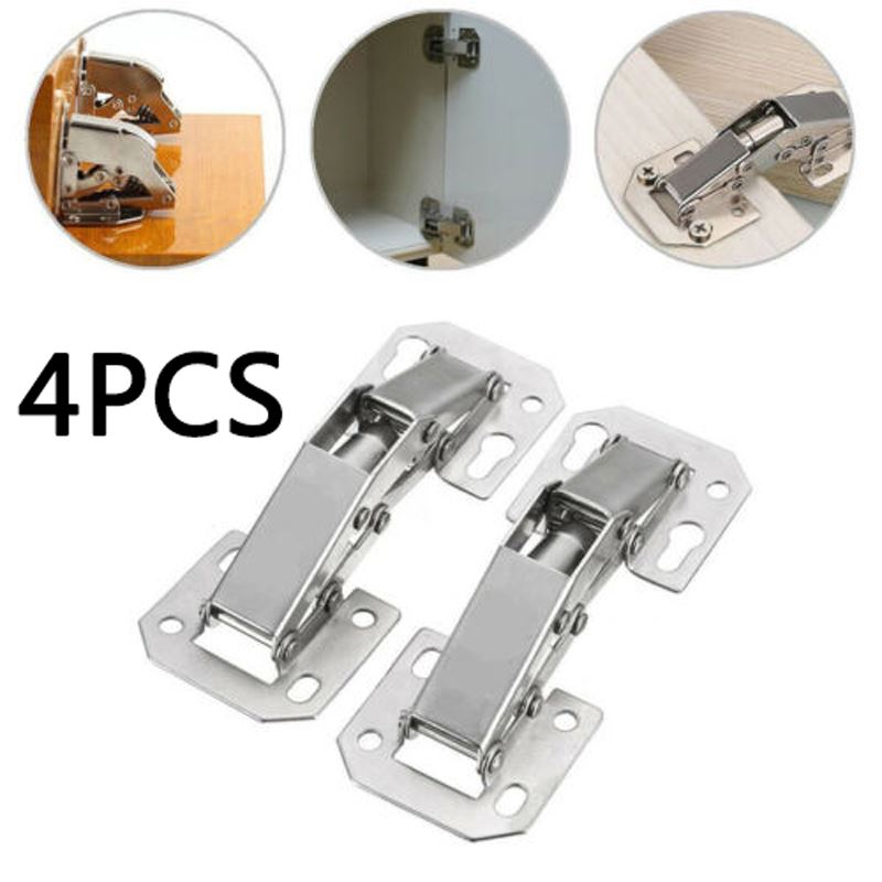 4Pcs/set Cabinet Door Hinges 90 Degree 4 Inch Easy Mount Con