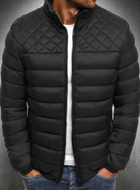 Autumn Jacket Men Argyle Pattern Parka Coat Bubble Jacket Me