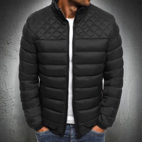 Autumn Jacket Men Argyle Pattern Parka Coat Bubble Jacket Me