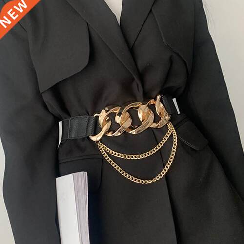 Luxury Brand Gold Chain Belt Elastic Silver Metal Waist Belt